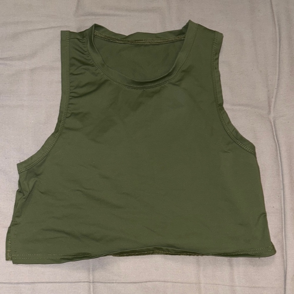 Olive Green Sleeveless Crop Top